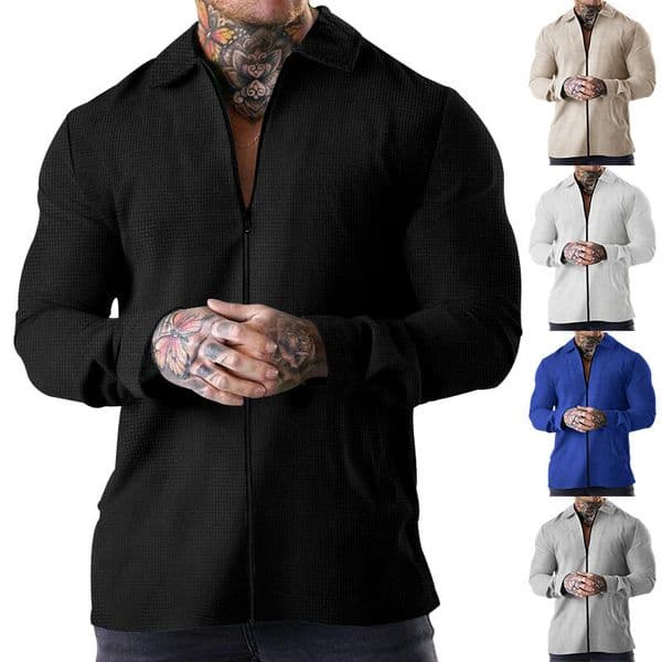Spring And Designer Shirt Autumn Men's Waffle Jacket Men's Plus-size Top Breathable Designer Hoodie T-shirt Sports And Polo Casual Wear