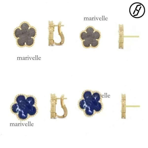 Stud 4 Leaf Earrings Fashionable Lady Jewelry Designer Titanium Steel Gold-Plated Clover Ear Clip Agate White Material Allergies No Fading