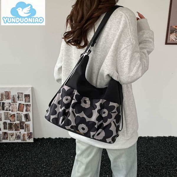 YUNDUONIAO new women s floral crossbody bag large capacity travel backpack fashion simple and lightweight shoulder bag fashionable fabric bag