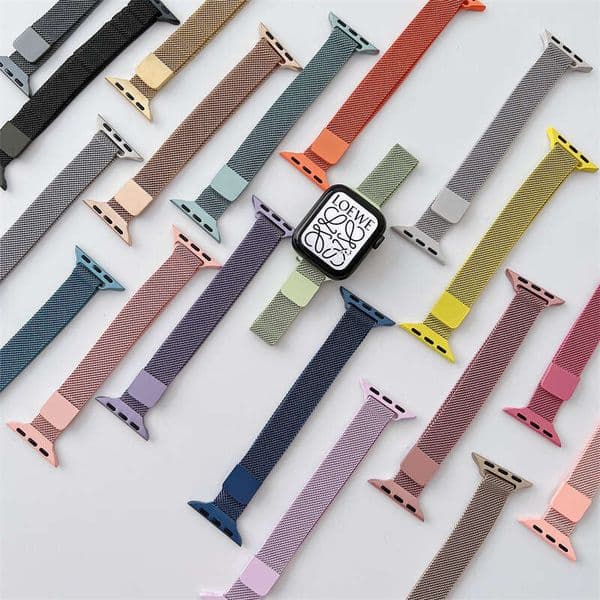 Slim Milanese magnetic metal strap suitable for Apple Watch iWatch 11th generation 7654SE