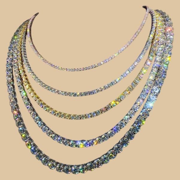 Custom hip hop Jewelry necklace 2mm 3mm Sterling Sier hiphop chain VVS Moissanite Tennis Chain go672