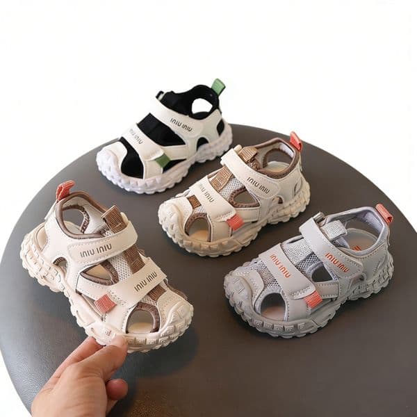 Kids Closed Toe Sport Sandals eco-friendly safety comfort lightweight Punta Cerrada Breathable Mesh Non-Slip Toddler Beach Shoes with Adjustable Strap
