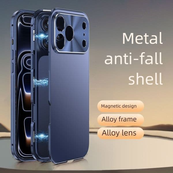 Magnetic Metal Shockproof Case for Apple Max, Full Coverage iPhone Case, 17 Pro Max