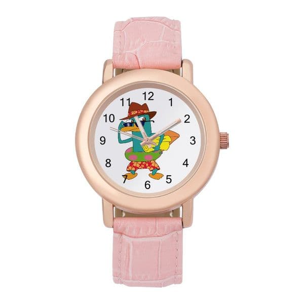 Perry the Platypus Watches Women Girls Leather Strap Disney Cartoon Phineas and Ferb Watch Popular Decorative Gifts