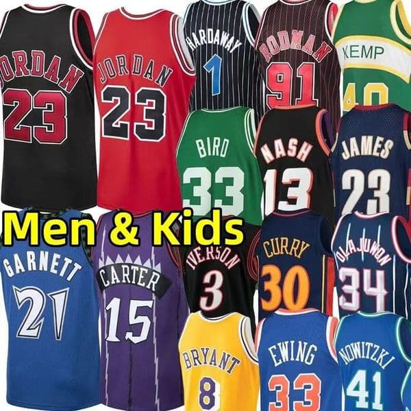 Men kids Classics Retro Basketball Jerseys Michael Bryant Allen Iverson Dennis Rodman Larry Bird Tracyy McGrady Hardaway steve nash Shawn Kemp Stitched