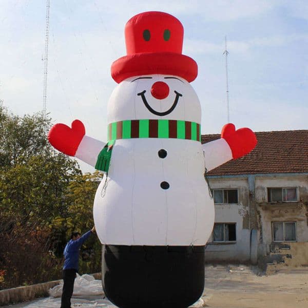 wholesale 5m Height Outdoor Christmas Inflatable Snowman White Air Blow Up Winter Snowman Model Balloon With A Red Hat For New Year Decoration Ask about the price