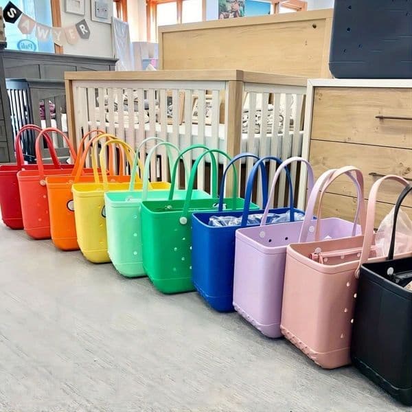 Women Eva Tote Large Shopping Basket Bags Waterproof Pet Bag Beach Boggtote Bag Eco Jelly Candy Lady Handbag Hollow Out Travel Bag Kid Purses