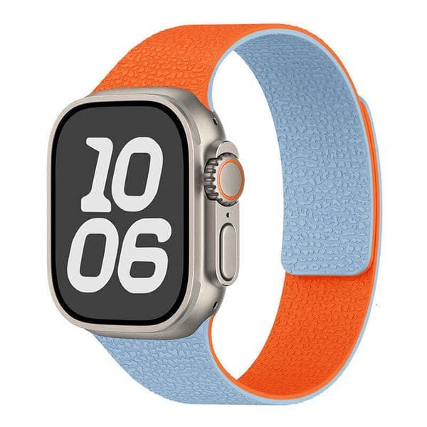 Suitable for Apple Watch S110, lychee-patterned silicone soft magnetic watch strap, factory creative color-blocking strap