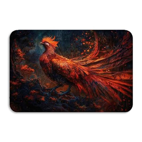 China-Chic Red Feather Phoenix Diatom Mud Floor Mat Retro Mysterious Bathroom Water Absorbing Anti slip Mat Entrance Foot Mat