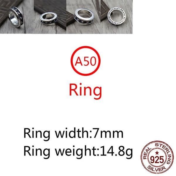 A50 S925 Sterling Silver Ring Fashion Retro Personality Cross Flower Wrapped Around Letters Net Red Versatile Punk Style Jewelry Gift for Lovers