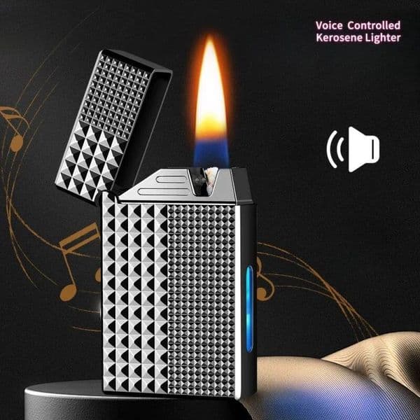 HOT Metal Paris Nail Intelligent Voice Controlled Ignition Kerosene Lighter Visual Gas Window USB Charging Electric Lighters