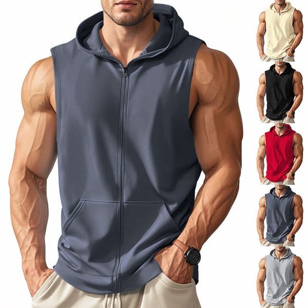 Summer Men's Hooded Designer Hoodie Polo Cardigan Zipper Sweatshirt Vest Casual Sports Fitness Designer Shirt T-shirt Trendy
