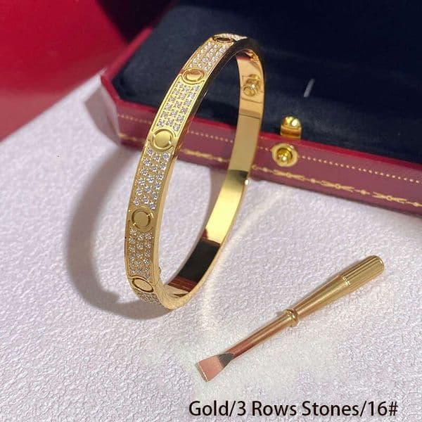 Classic Designer Bracelet Bangle For Women Men Plated Gold Cuff Bracelet With diamonds Bracelet Size 16-19 Luxury Jewelry Woman Christmas Gift