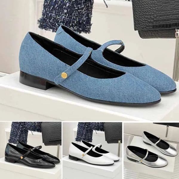 Top quality Luxury Sheepskin Ballet Shoes Women Designer Fashion City Mary Jane Ballet Shoes Buckle Strap Design Shoe Upper Metal Pattern with box Factory shoes