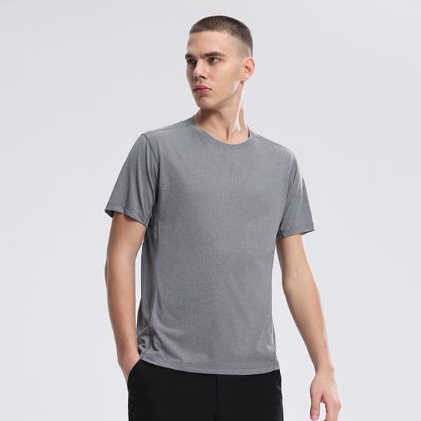 A61208 Men's T-Shirt Stretchy Casual Tranning Top White Breathable Basic Top for Gym Short Sleeve Daily Wear