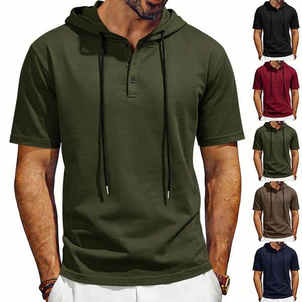 Summer Men's Sports And Fitness Designer Shirt Short-sleeve Designer Hoodie Polo T-shirt Casual Hoodie Short-sleeve American-style Henley Shirt For Men