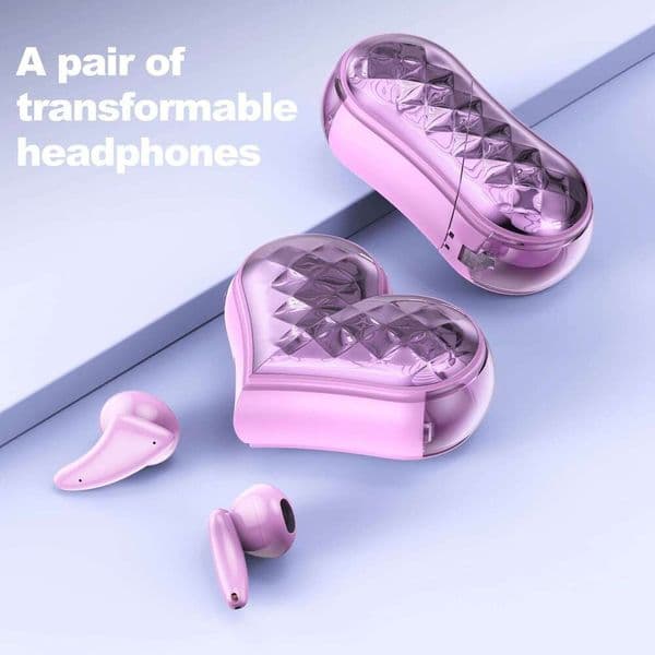 New Private Model Transformable Heart-shaped Bluetooth Earphones In-ear Wireless Noise-cancelling Cute Girls Rotating Decompression