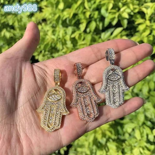 2026Islam Khamsah Hip Hop Jewelry Pass Diamond Tester Solid 925 Silver Large Iced Out GRA VVS Moissanite Hamsa Pendant for Men Women