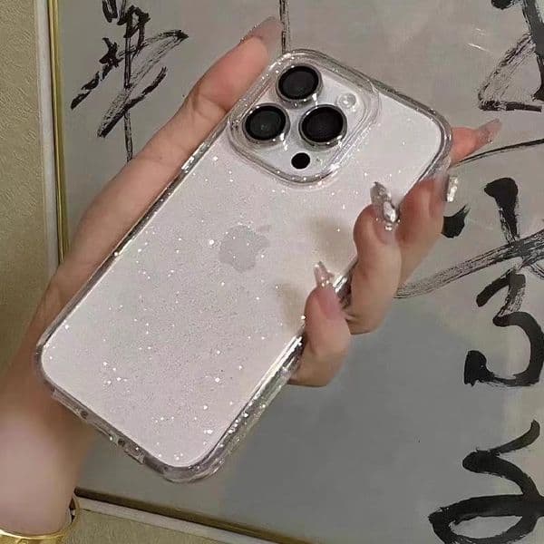 Compatible iPhone 16 Pro Max Case Transparent Glitter Apple 15 Full Coverage 16E Silicone Soft 14P Protective Cover