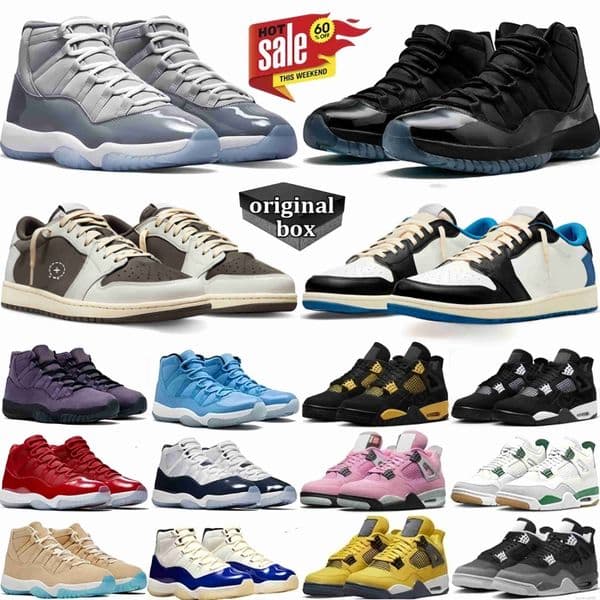With Box Big Size Shoes 14 15 16 4s Basketball pizza Lakers Sierra Red 11s Gamma Blue 1s Taxi pink Bucks 5s Wolf Grey Grape Fire 13s Sail Black Gorge Green red