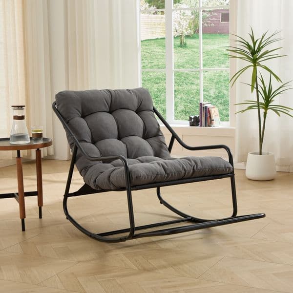 Outdoor Rocking Chair Comfy Cushion with Soft Thick Cushion for Living Room Bedroom Reading Room