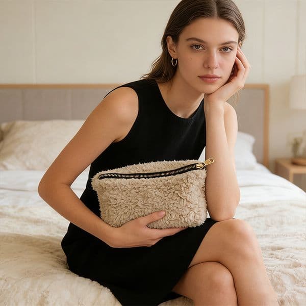 Handmade Soft Plush Winter Pocket Wallet Warm Fuzzy Touch Perfect for Winter Wear