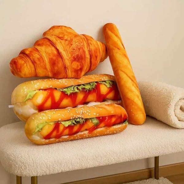 4 Sles Simulated Bread Plush Toy French Bread Plush Pillow Stuffed Lifelike Baguette Croissant Hotdog Sleeping CushionXJ260314