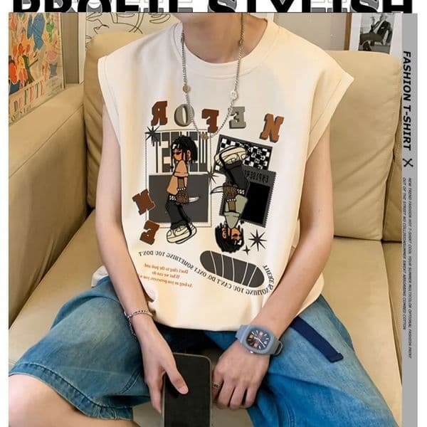 Summer New Sleeveless Polo Designer Designer T-shirt Hoodie American Style White Trendy Men's Tank Top Loose Fit Sports Top