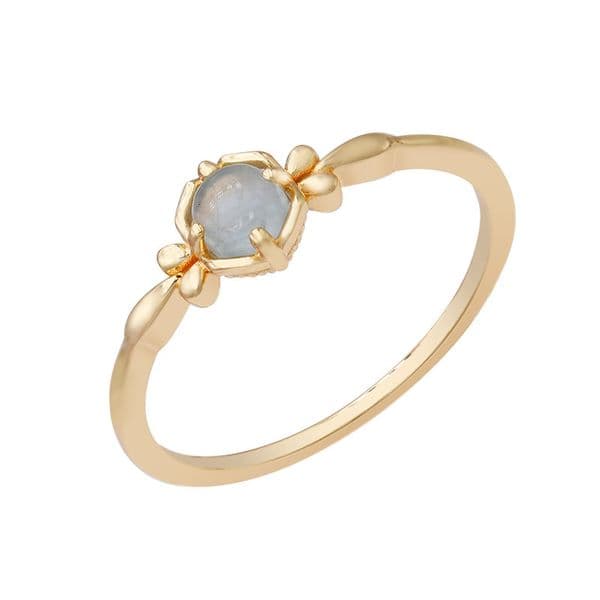 Jewelry Manufacturer Wholesale Japanese Minimalist Gentle Style S925 Silver Plated 14K Gold Aquamarine Ring