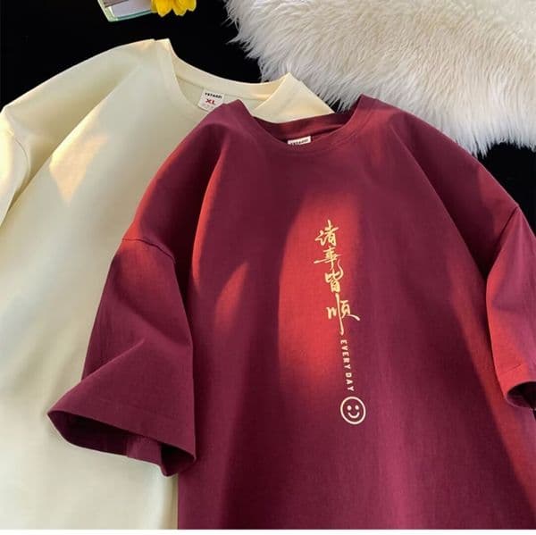 Summer Designer Hoodie Designer T-shirt Trendy Ins Hong Kong Style Men's New Chinesestyle Loose Simple Polo Nationalstyle Shortsleeve Printed