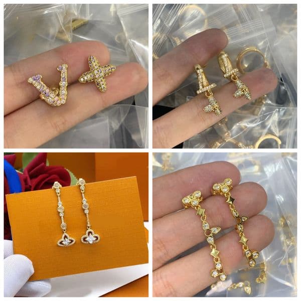 Designer Earrings Letter Crystal Flower Charm Earrings Gold Silver Plated Ear Stud Earring For Women Party Jewelry Gift