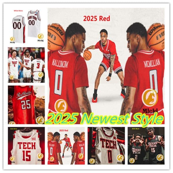 D'Maurian Williams TexasTech 2025 Jersey 2 JazzHenderson 22 Corbin Green 6 Leon Horner Custom Stitched TexasTech RedRaiders Basketball Jerseys