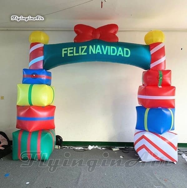 Inflatable Gifts Arch 12mWx5mH (40x16.5ft) Advertising Air Blown Door Inflated Archway with Custom Printing for Christmas/New Year Decoration