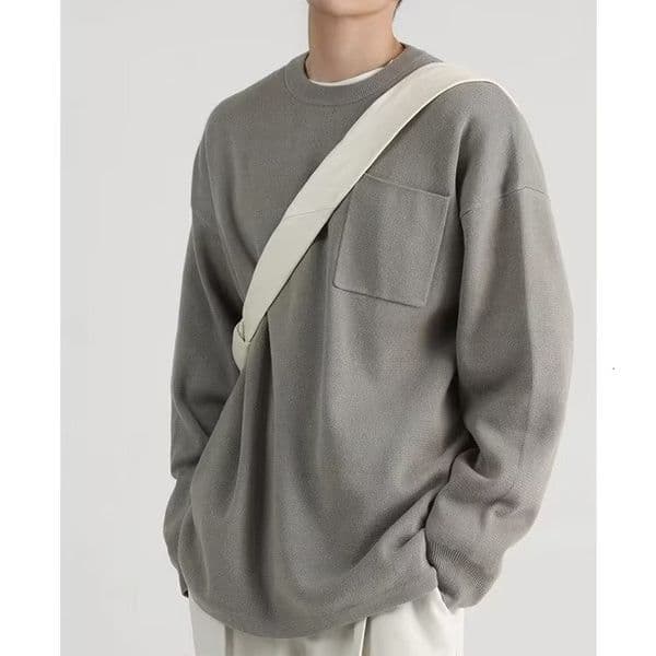 Japanese Retro Casual Knit Sweater For Designer T-shirt Men Polo New Spring Style With Pockets Dropped Shoulders Loose Fit Solid Designer Hoodie Color Casual