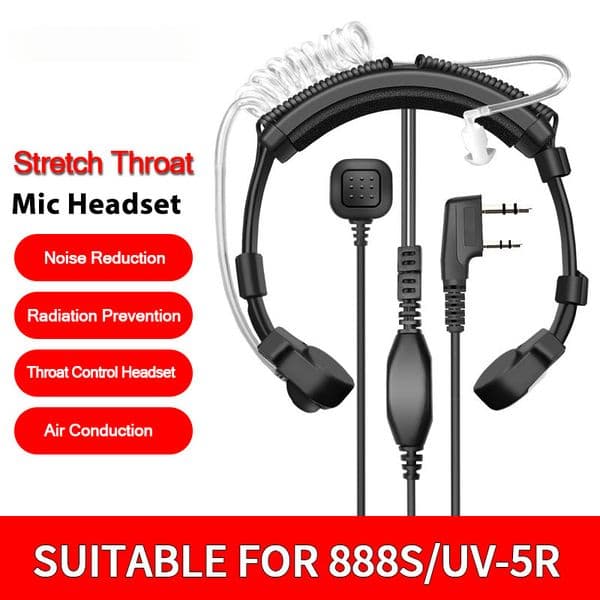 Telescopic throat control headphones, throat microphone headphones, mobile phone throat control tube, anti radiation tube headphones, finger PTT cycling