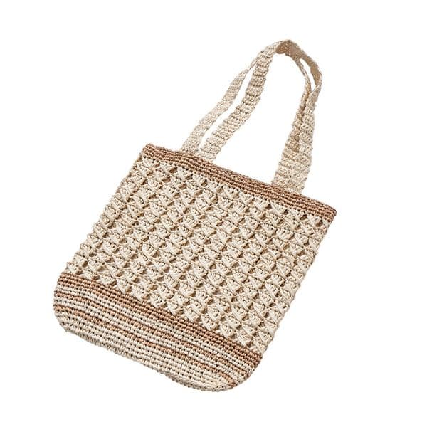 S49 Elegant Casual Ladies' Seaside Accessory: Stylishly Crafted Large Openworked Paper Fiber Handbag