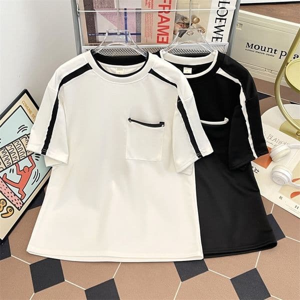 Summer Casual Style Trendy Colorblocked Loosefit Designer T-shirt Roundneck Shortsleeve Men's With Polo A Designer Hoodie Stylish Design