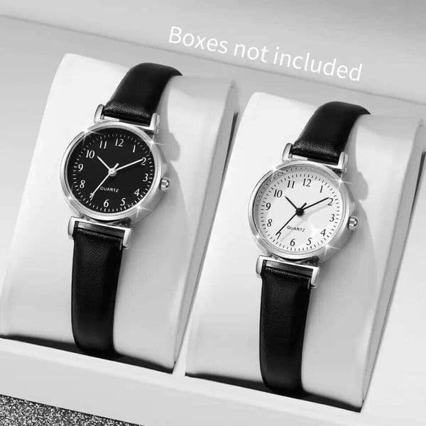 2PCS Fashion Women Quartz Watches Set Simple Small Dial Leather Strap Watch for Girls Reloj MujerWithout Box