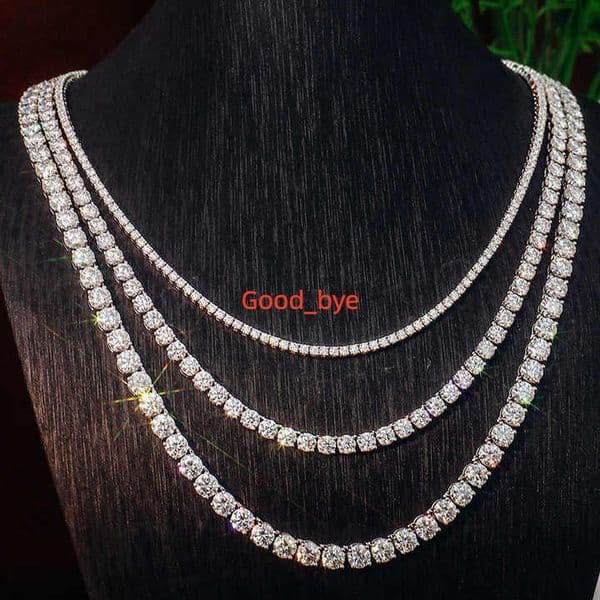 Custom Hip Hop Tennis Moissanite Chain 2Mm 3Mm 4Mm 5Mm 65Mm S925 Sterling Silver Vvs Moisannite Diamond Necklace