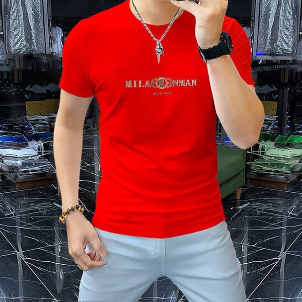 Men's Summer Short-sleeve Crew Neck Polo Shirt Silky Cotton Comfortable And Designer Hoodie Breathable Slim Fit Men's Designer T-shirt Embossed Lettering Trendy