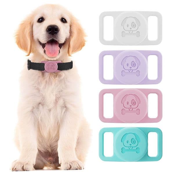 Waterproof AirTag Pet Collar Holder Slide-On Silicone Case Pet Dog Cat Anti-Lost Tracker Cover Protector No Dangle WholeSale
