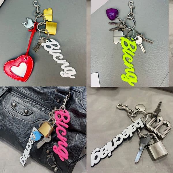 New Metal Lock Chain Letter Leather Keychain Handbag Backpack Handheld Crossbody Car Key Product Decoration Accessories Rodeo Bag Charm 88t7