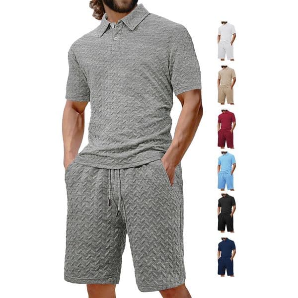 Direct Polo Men's Designer T-shirt Summer New Casual Loose Collar Jacquard Designer Hoodie Men's Short Sleeve Polo Shirt Set