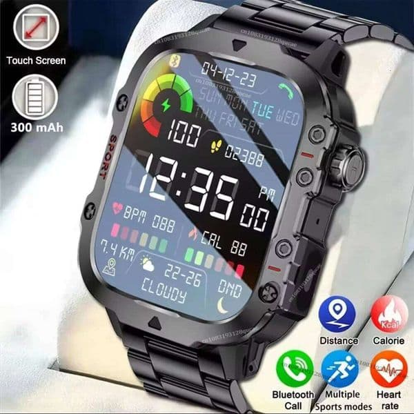 Outdoor Sport Watch HD Touch Screen LED Flashlight Bluetooth Talking GPS Tracker Smart Watches for Men Women Holiday Gifts