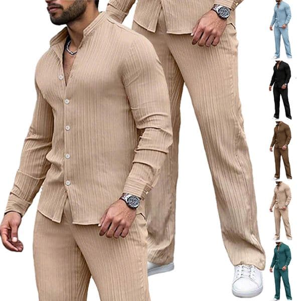 Polo European And American Designer Hoodie Autumn Bestseller Men's Striped Henley Collar Shirt Designer T-shirt And Pants Trendy Casual Sports Suit