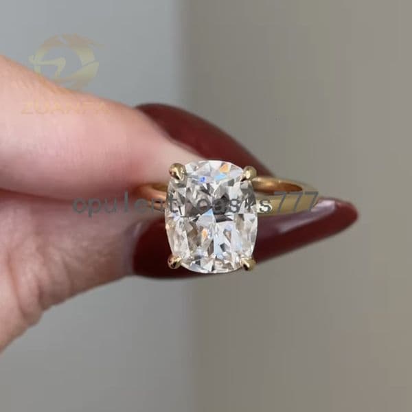 Fashion Women Jewelry 10K Gold D VVS Moissanite Diamond Ring 3ct Long Cushion Cut Gold Engagement Rings Moissanite Promise Ring