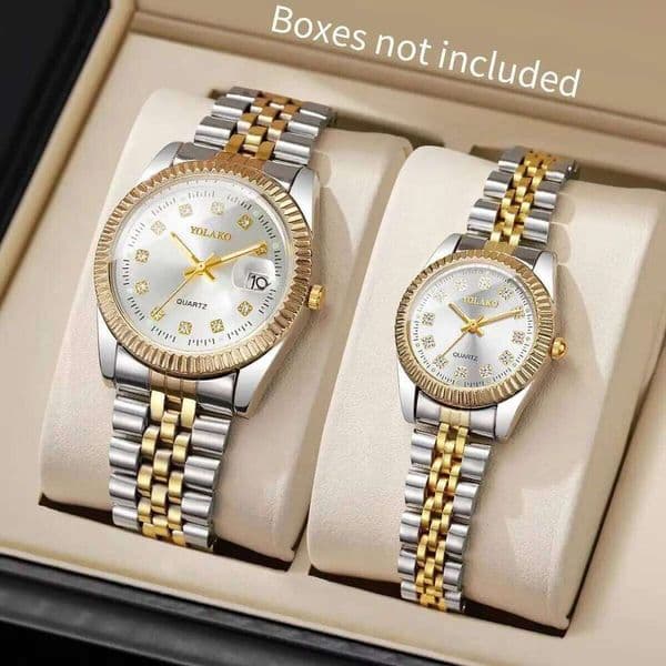 2PCS/Set Couple Watches Luxury Men Business Watch Women Calendar Quartz Wristwatch Reloj Hombre MujerWithout Box