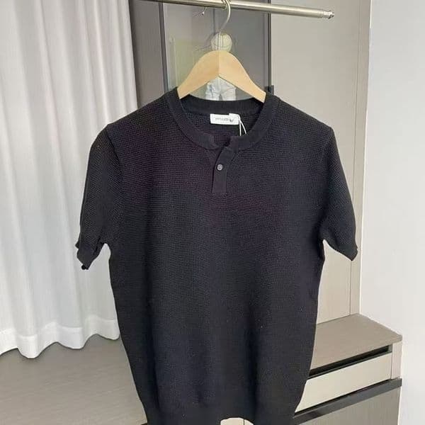 Trendy Highend Designer T-shirt Base Shirt Light Luxury Designer Hoodie Men's Clothing Men's Henry Collar Knitted Polo Ice Silk Shortsleeve Shirt