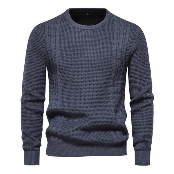 Autumn Winter New Men's Sweater Waffle Shirt Polo Solid Hoodie Color Knitwear Highquality Men's Clothing