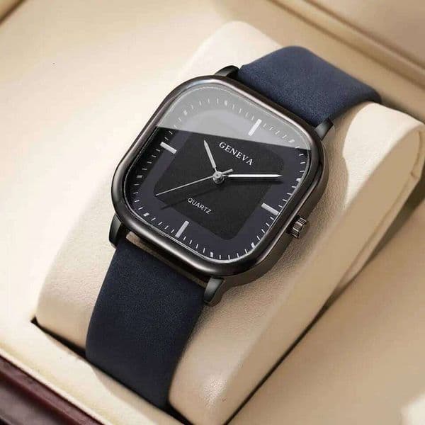 Minimalist Men's Watches Fashion Square Quartz Watch Casual Leather Strap Wristwatch Reloj HombreWithout Box
